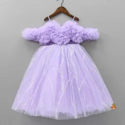 Hot Exquisite Ruffled Lavender Gown With Matching Hair Clip Dresses & Sets | Gowns