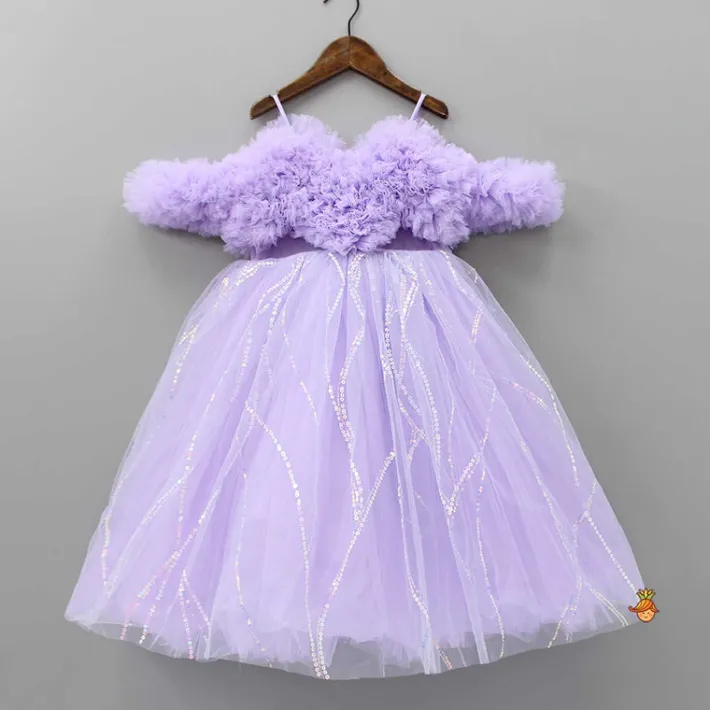 Hot Exquisite Ruffled Lavender Gown With Matching Hair Clip Dresses & Sets | Gowns