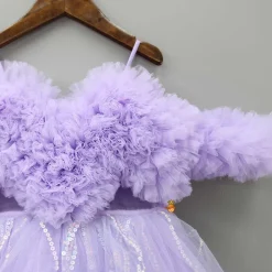 Hot Exquisite Ruffled Lavender Gown With Matching Hair Clip Dresses & Sets | Gowns