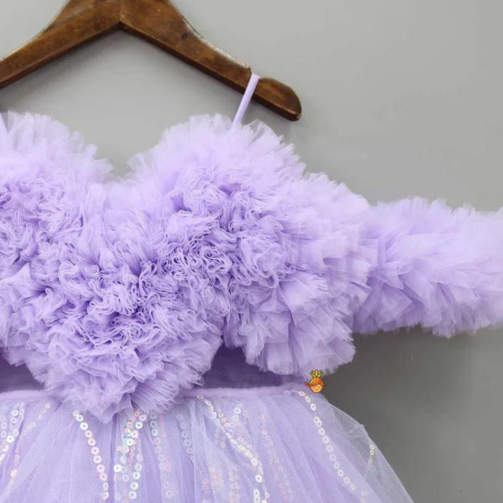Hot Exquisite Ruffled Lavender Gown With Matching Hair Clip Dresses & Sets | Gowns