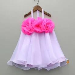 Hot Fabric Flower Enhanced Flared Dual Tone Dress Dresses & Sets | Dresses
