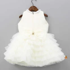New Fairy Embroidered Yoke Off White Multi Layered Dress With Head Band Dresses & Sets | Dresses