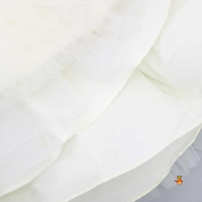 New Fairy Embroidered Yoke Off White Multi Layered Dress With Head Band Dresses & Sets | Dresses