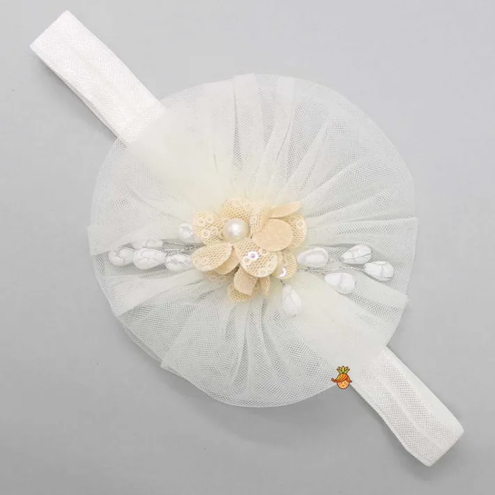 New Fairy Embroidered Yoke Off White Multi Layered Dress With Head Band Dresses & Sets | Dresses