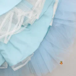Clearance Fancy Blue Pleated Yoke Multi Layered Gown Dresses & Sets | Gowns