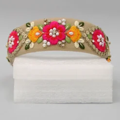 Hot Fancy Multicolour Thread Embroidered Net Hair Band Hair Accessories | Hair Bands