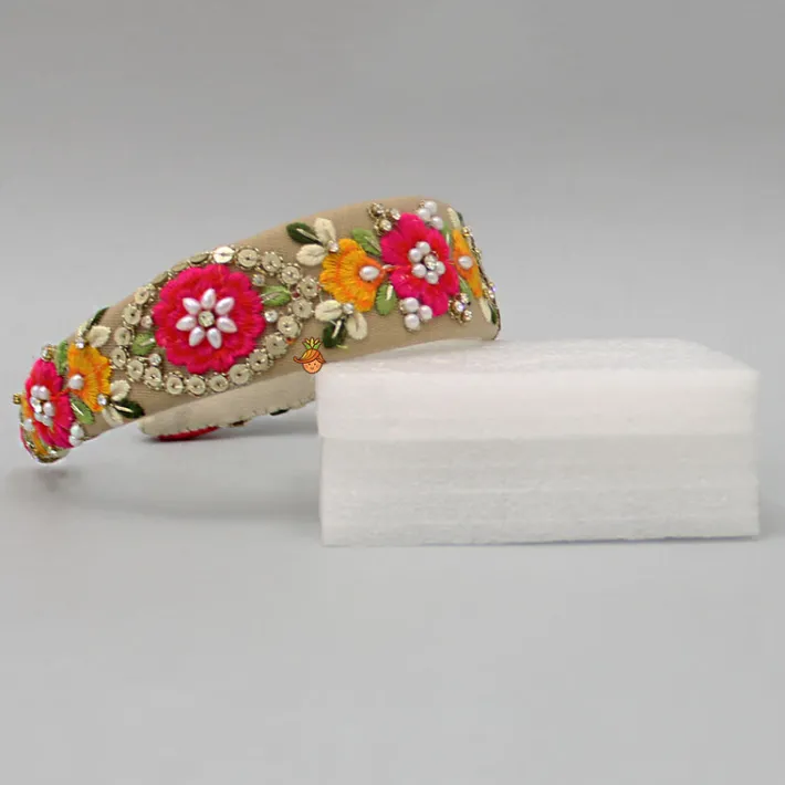 Hot Fancy Multicolour Thread Embroidered Net Hair Band Hair Accessories | Hair Bands