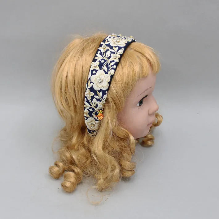 Outlet Fancy Navy Blue Zari Embroidered Hair Band Hair Accessories | Hair Bands