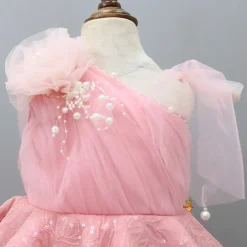 Sale Fancy Peach Ruffle Peplum Gown Dresses & Sets | Gowns