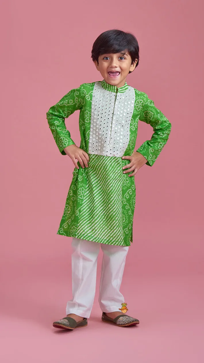 Sale Faux Mirror And Bandhani Printed Kurta And Pyjama BOY Twinning Sets | Indian Ethnic Wear