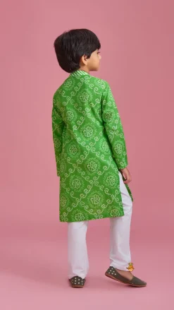 Sale Faux Mirror And Bandhani Printed Kurta And Pyjama BOY Twinning Sets | Indian Ethnic Wear
