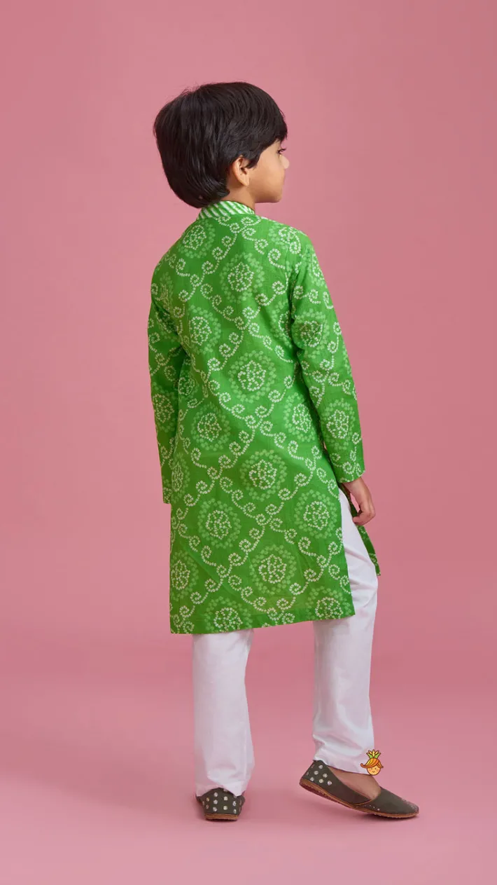 Sale Faux Mirror And Bandhani Printed Kurta And Pyjama BOY Twinning Sets | Indian Ethnic Wear
