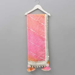 Sale Faux Mirror And Gota Lace Work Leheriya Printed Dupatta Ethnic Wear