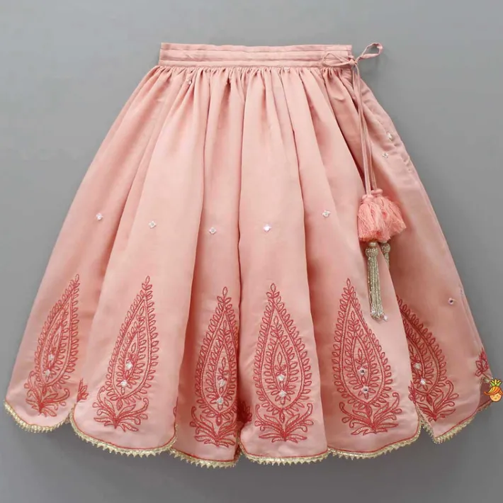 Best Faux Mirror And Thread Embroidered Top And Flared Lehenga Ethnic Wear | Lehengas & Ghagras