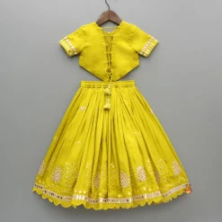 Clearance Faux Mirror Embroidered Top And Lehenga With Dupatta Ethnic Wear | Lehengas & Ghagras