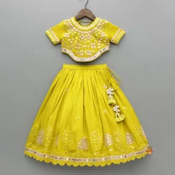 Clearance Faux Mirror Embroidered Top And Lehenga With Dupatta Ethnic Wear | Lehengas & Ghagras