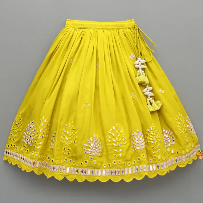 Clearance Faux Mirror Embroidered Top And Lehenga With Dupatta Ethnic Wear | Lehengas & Ghagras