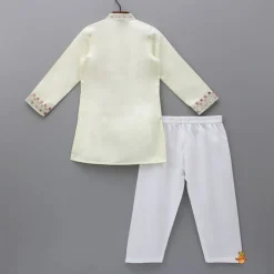 Fashion Faux Mirror Work And Thread Embroidered Kurta With Pyjama BOY Indian Ethnic Wear | Ethnic Sets
