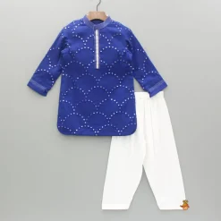Hot Faux Mirror Work Blue Curved Hem Kurta And Salwar BOY Indian Ethnic Wear | Ethnic Sets