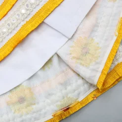 Best Faux Mirror Work Cuffed Sleeves Top And Fluorescent Tassels Enhanced Lehenga With Hair Band Ethnic Wear | Lehengas & Ghagras