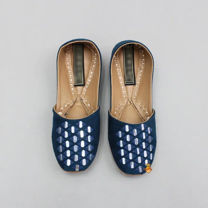Discount Faux Mirror Work Embroidered Jutti BOY Shoes
