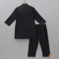 New Faux Mirror Work Flap Black Kurta And Pyjama BOY Indian Ethnic Wear | Ethnic Sets
