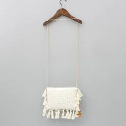 Online Faux Mirror Work Georgette Off White Sling Bag Bags