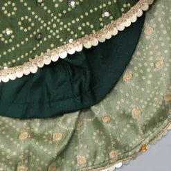 Sale Faux Mirror Work Green Top And Stylish Dhoti Skirt With Matching Hair Band Ethnic Wear | Dhotis & Patialas