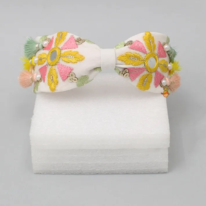 New Faux Mirror Work Off White Hair Band Hair Accessories | Hair Bands