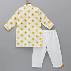Clearance Faux Mirror Work Printed Cotton Linen Kurta And Pyjama BOY Indian Ethnic Wear | Ethnic Sets