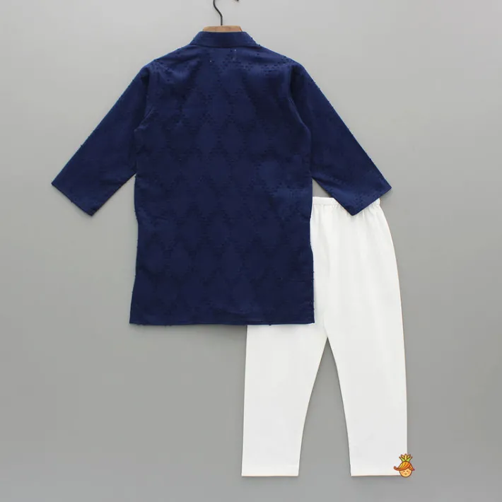 Hot Faux Mirror Work Textured Kurta And Pyjama BOY Indian Ethnic Wear | Ethnic Sets