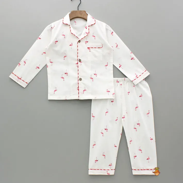 Fashion Flamingoes Printed Notch Collar Sleepwear BOY Sleep Wear | Sleepwear
