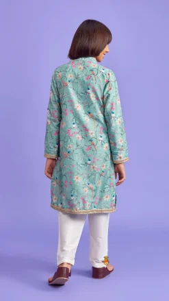 New Flap Green Ethnic Kurta And Off White Pyjama BOY Indian Ethnic Wear | Ethnic Sets