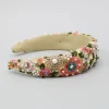 Online Flat Back Pearls And Colourful Stones Embellished Beige Hair Band Hair Accessories | Hair Bands