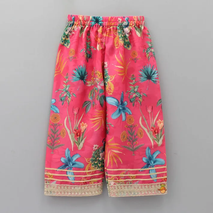 Discount Floral And Peacock Printed Peplum Style Top With Pant Ethnic Wear | Churidars & Salwars