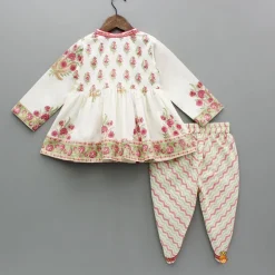 Hot Floral Angarkha Kurti And Chevron Printed Tulip Pants Ethnic Wear | Dhotis & Patialas