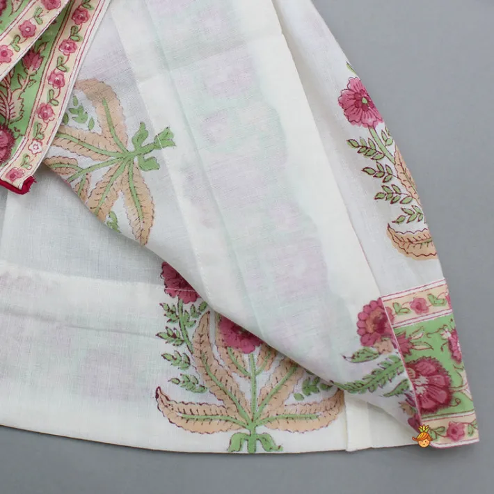 Hot Floral Angarkha Kurti And Chevron Printed Tulip Pants Ethnic Wear | Dhotis & Patialas