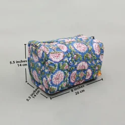 Discount Floral Block-Printed Pouch Bags - Set Of 2 Bags