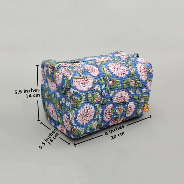Discount Floral Block-Printed Pouch Bags - Set Of 2 Bags
