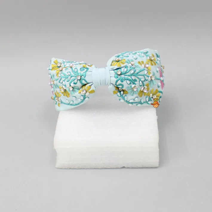 Sale Floral Embroidered Blue Hairband Hair Accessories | Hair Bands