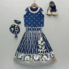 Fashion Floral Embroidered Blue Top And Lehenga With Matching Net Dupatta And Potli Bag Ethnic Wear | Lehengas & Ghagras