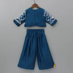 Discount Floral Embroidered Blue Top And Palazzo Ethnic Wear | Palazzos & Shararas
