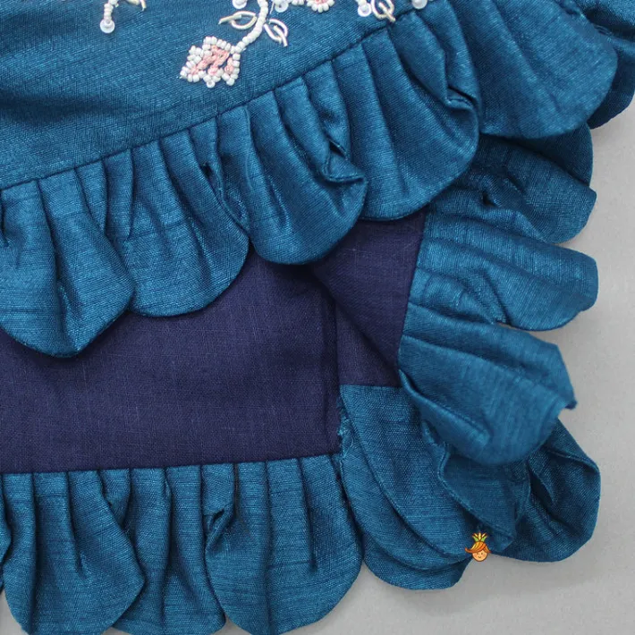Discount Floral Embroidered Blue Top And Palazzo Ethnic Wear | Palazzos & Shararas