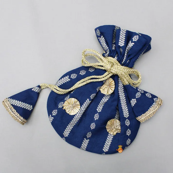 Fashion Floral Embroidered Blue Top And Lehenga With Matching Net Dupatta And Potli Bag Ethnic Wear | Lehengas & Ghagras
