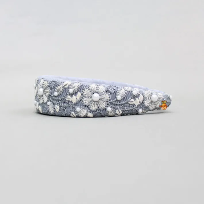 Clearance Floral Embroidered Grey Hairband Hair Accessories | Hair Bands