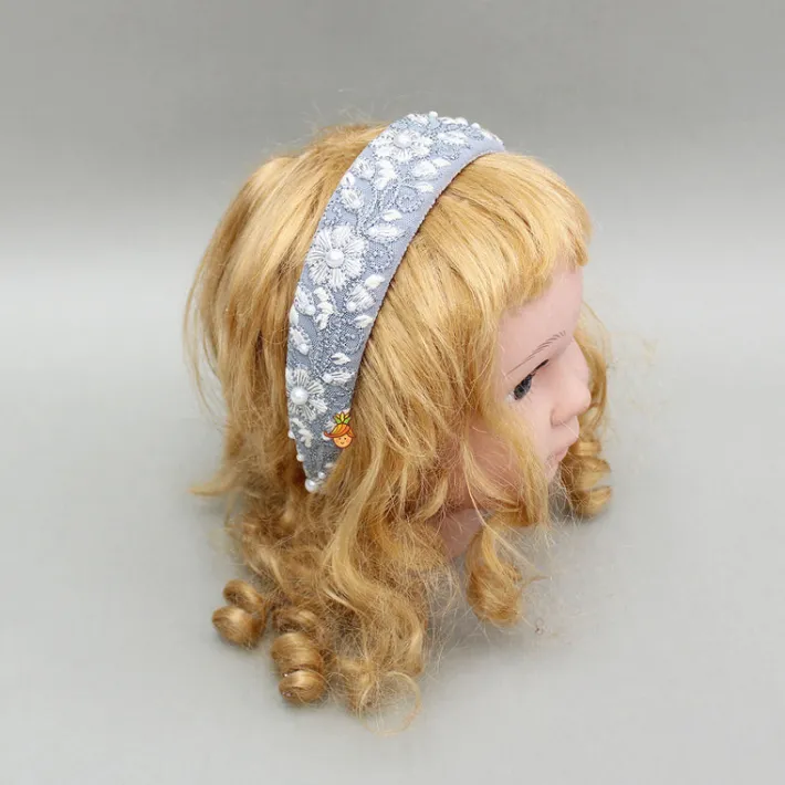 Clearance Floral Embroidered Grey Hairband Hair Accessories | Hair Bands