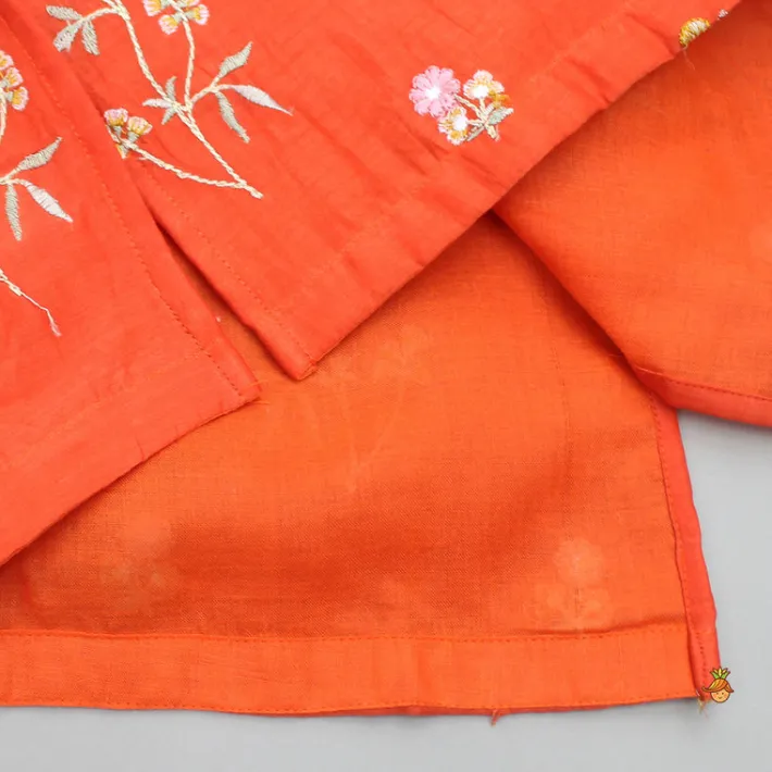 Online Floral Embroidered Orange Kurta And Dhoti BOY Indian Ethnic Wear | Ethnic Sets