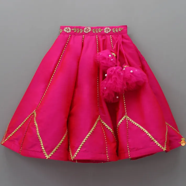Sale Floral Embroidered Pink Top And Lehenga With Matching Net Dupatta Ethnic Wear | Lehengas & Ghagras