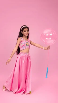 New Floral Embroidered Stylish Pink Top And Palazzo Ethnic Wear | Palazzos & Shararas