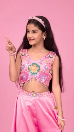 New Floral Embroidered Stylish Pink Top And Palazzo Ethnic Wear | Palazzos & Shararas